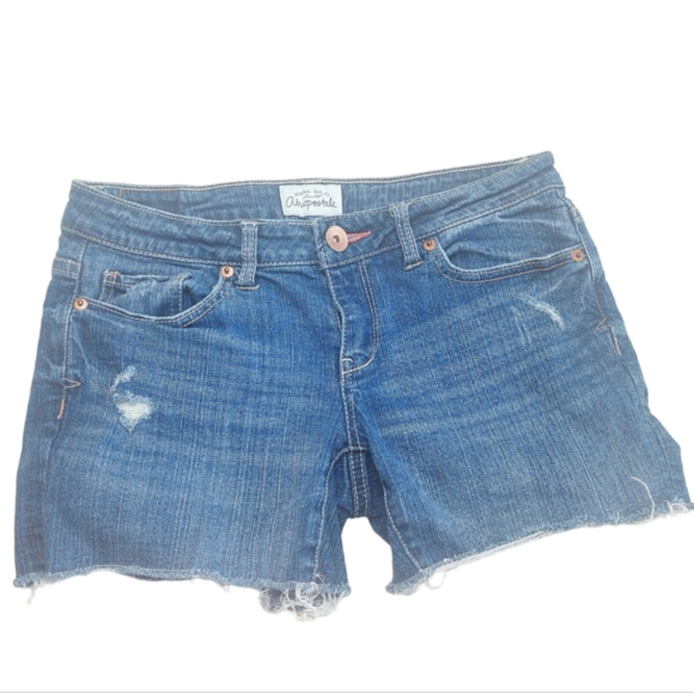 Aéropostale Cutoff jean Shorts distressed fringed hem  Size‎ 3/4